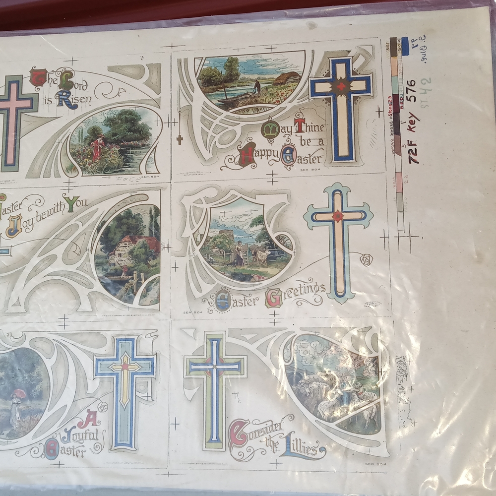 1890s-1911 Easter Post Card Uncut Sheet Cross